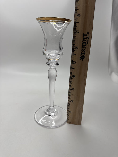 Antique Vintage Mikasa Crystal Clear Gold Trim Embellished (Aged) Stemmed Glass