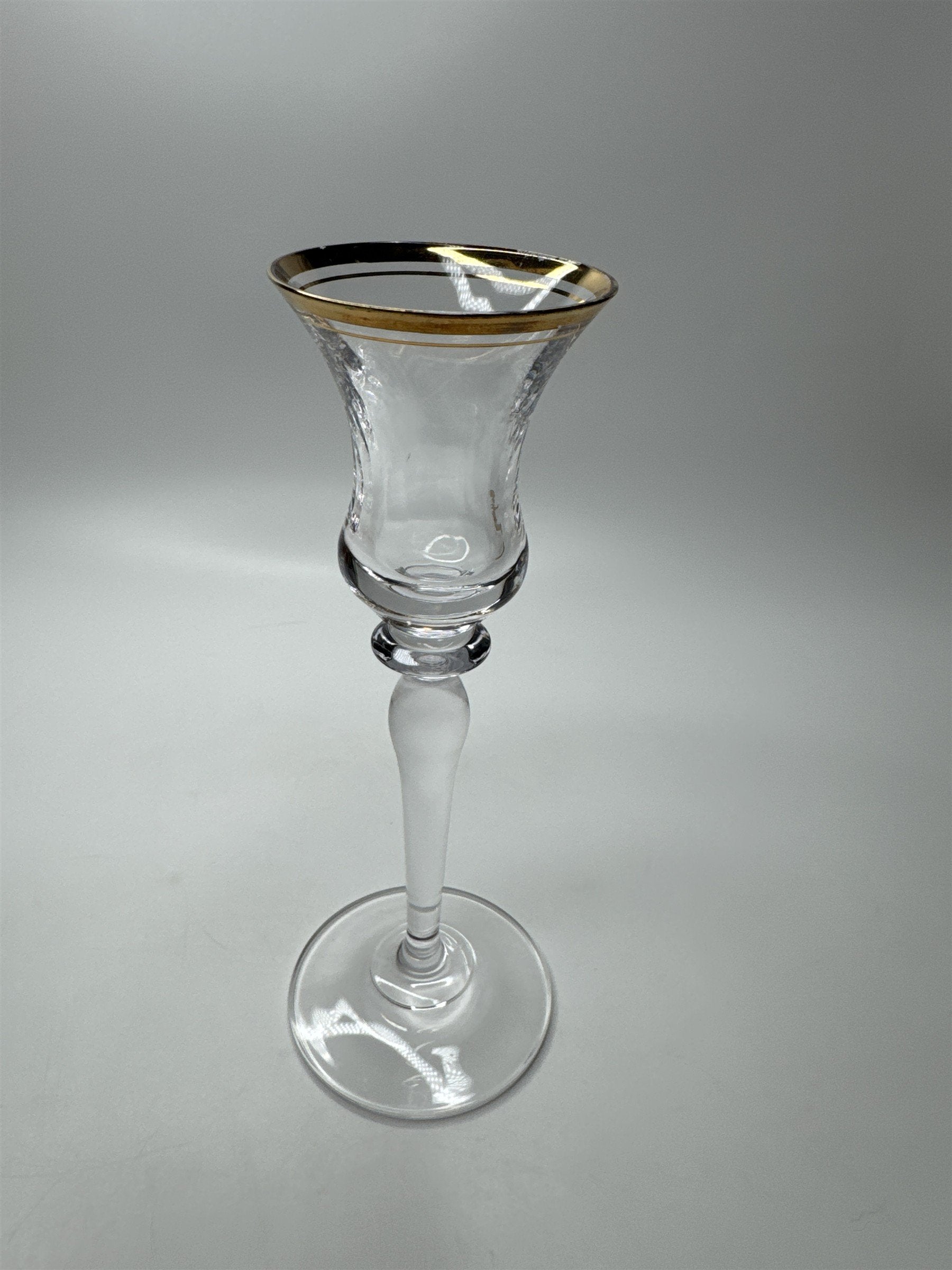 Antique Vintage Mikasa Crystal Clear Gold Trim Embellished (Aged) Stemmed Glass