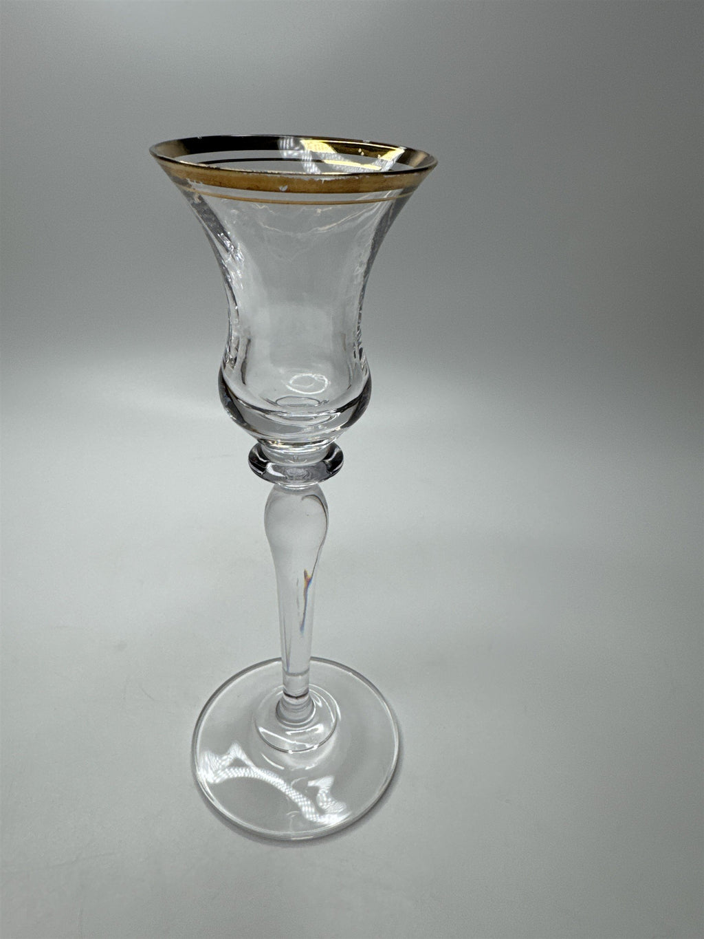 Antique Vintage Mikasa Crystal Clear Gold Trim Embellished (Aged) Stemmed Glass