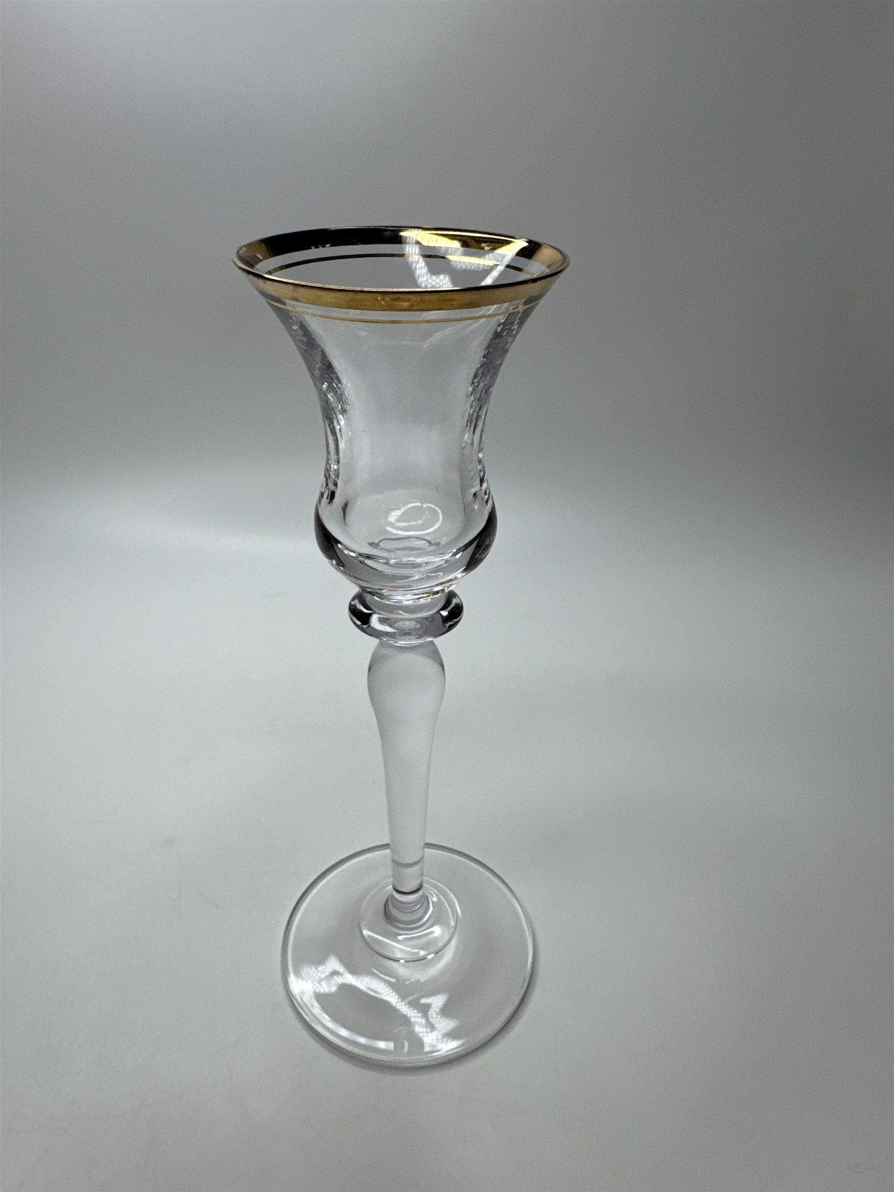 Antique Vintage Mikasa Crystal Clear Gold Trim Embellished (Aged) Stemmed Glass