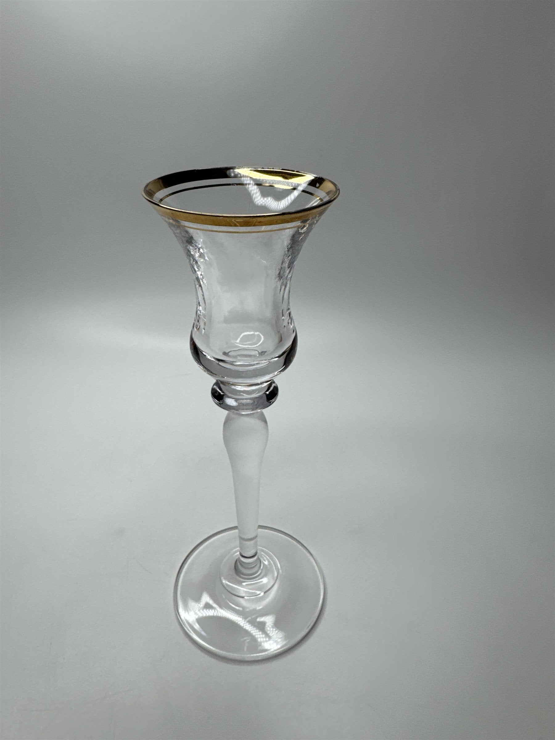 Antique Vintage Mikasa Crystal Clear Gold Trim Embellished (Aged) Stemmed Glass