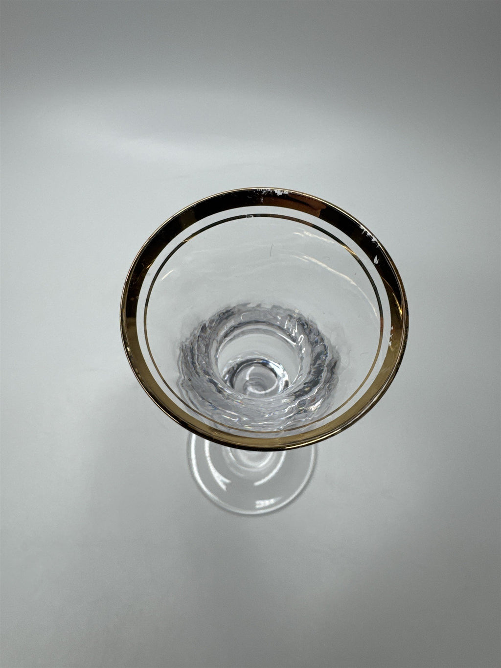 Antique Vintage Mikasa Crystal Clear Gold Trim Embellished (Aged) Stemmed Glass