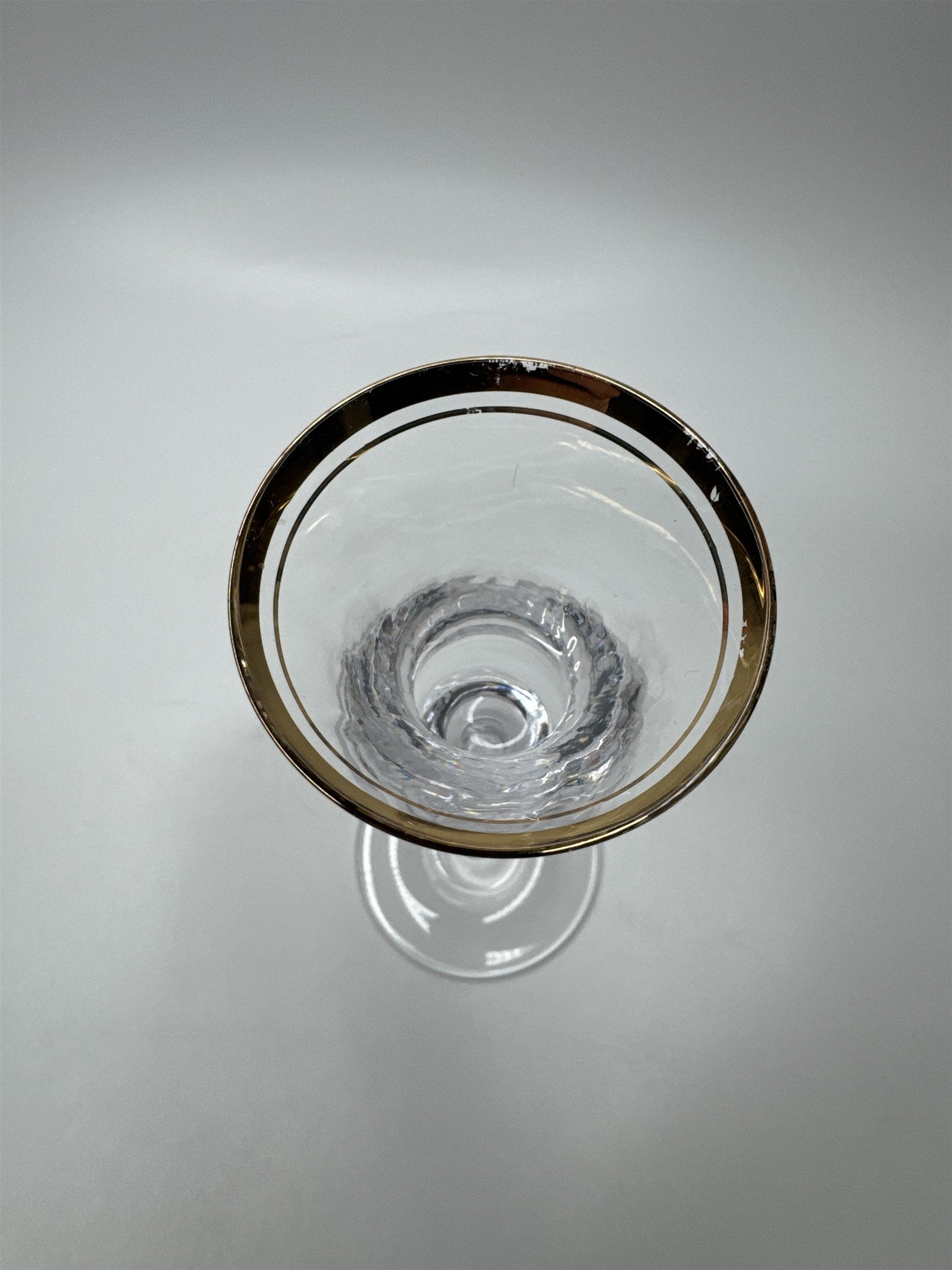 Antique Vintage Mikasa Crystal Clear Gold Trim Embellished (Aged) Stemmed Glass