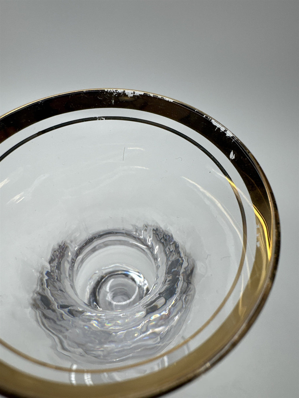 Antique Vintage Mikasa Crystal Clear Gold Trim Embellished (Aged) Stemmed Glass