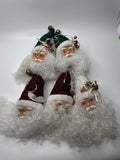 Lot of 5 Large Vintage Santa Head Old World Ornament String Tinsel Beard /w Hats