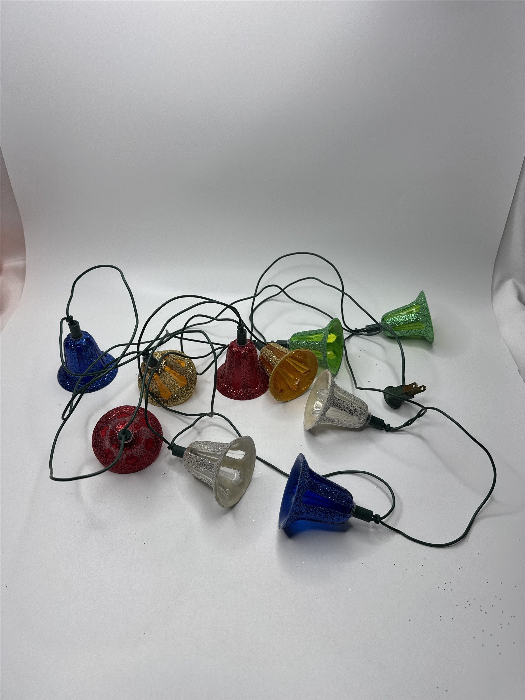 Vintage Multi Colored Bell Blowmold Plastic Bells 10 Light String Light WORKS