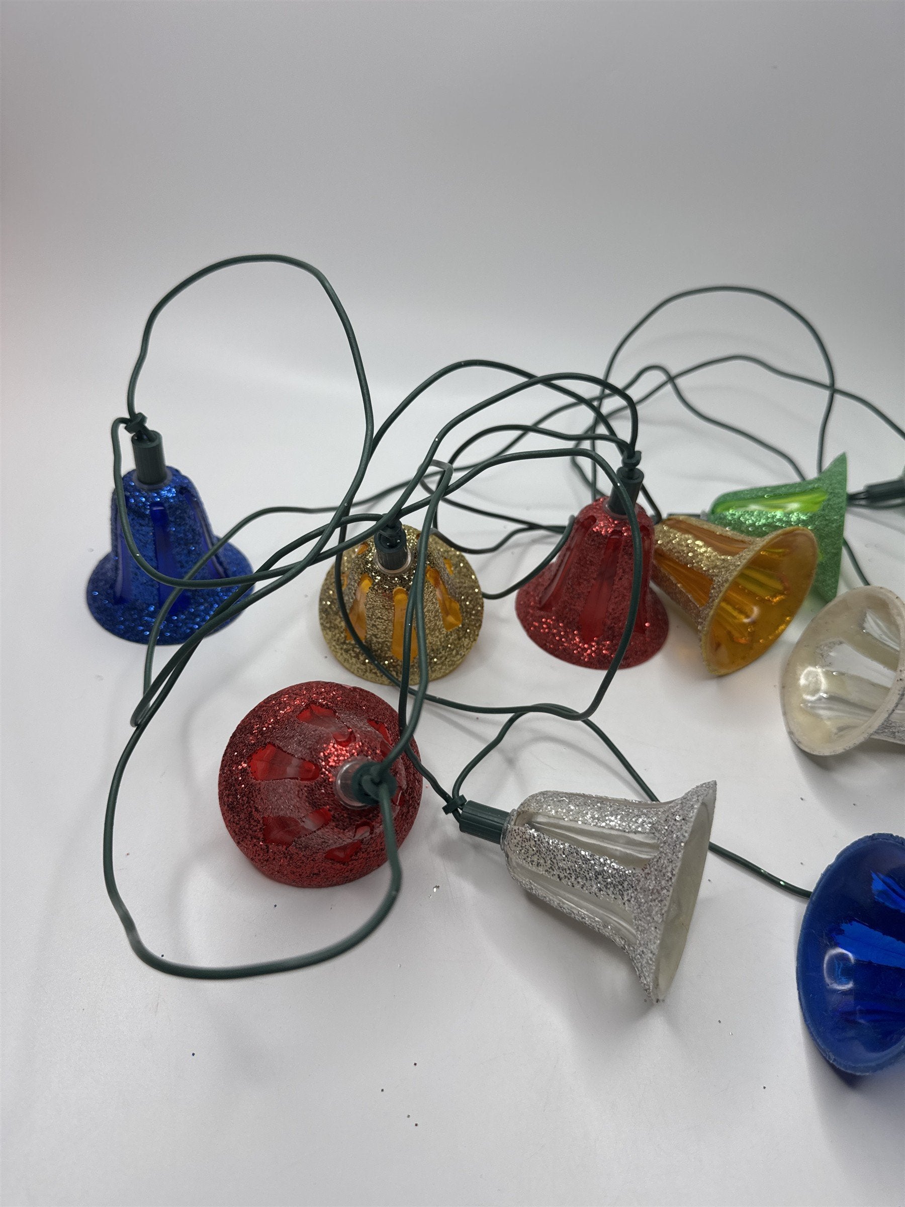 Vintage Multi Colored Bell Blowmold Plastic Bells 10 Light String Light WORKS