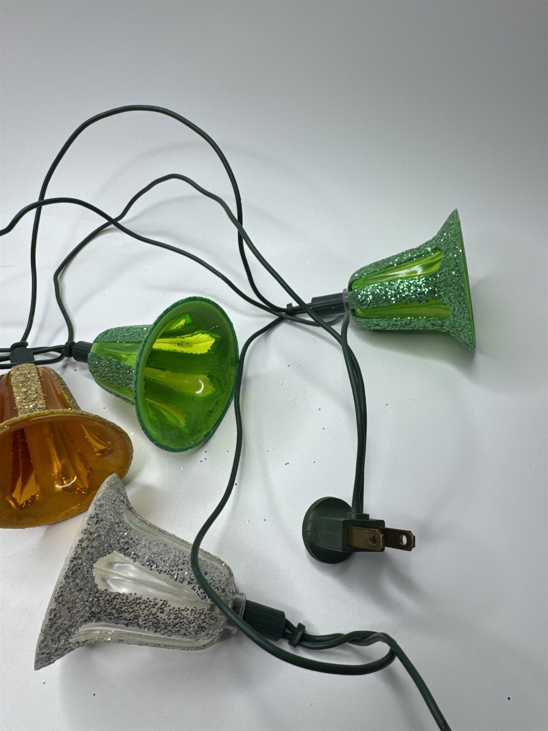 Vintage Multi Colored Bell Blowmold Plastic Bells 10 Light String Light WORKS