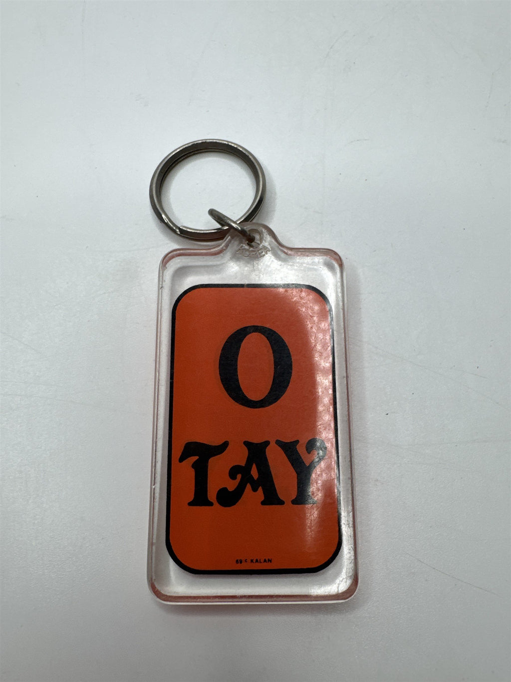 Vintage Orange and Black O TAY/Otay Keychain/Fob