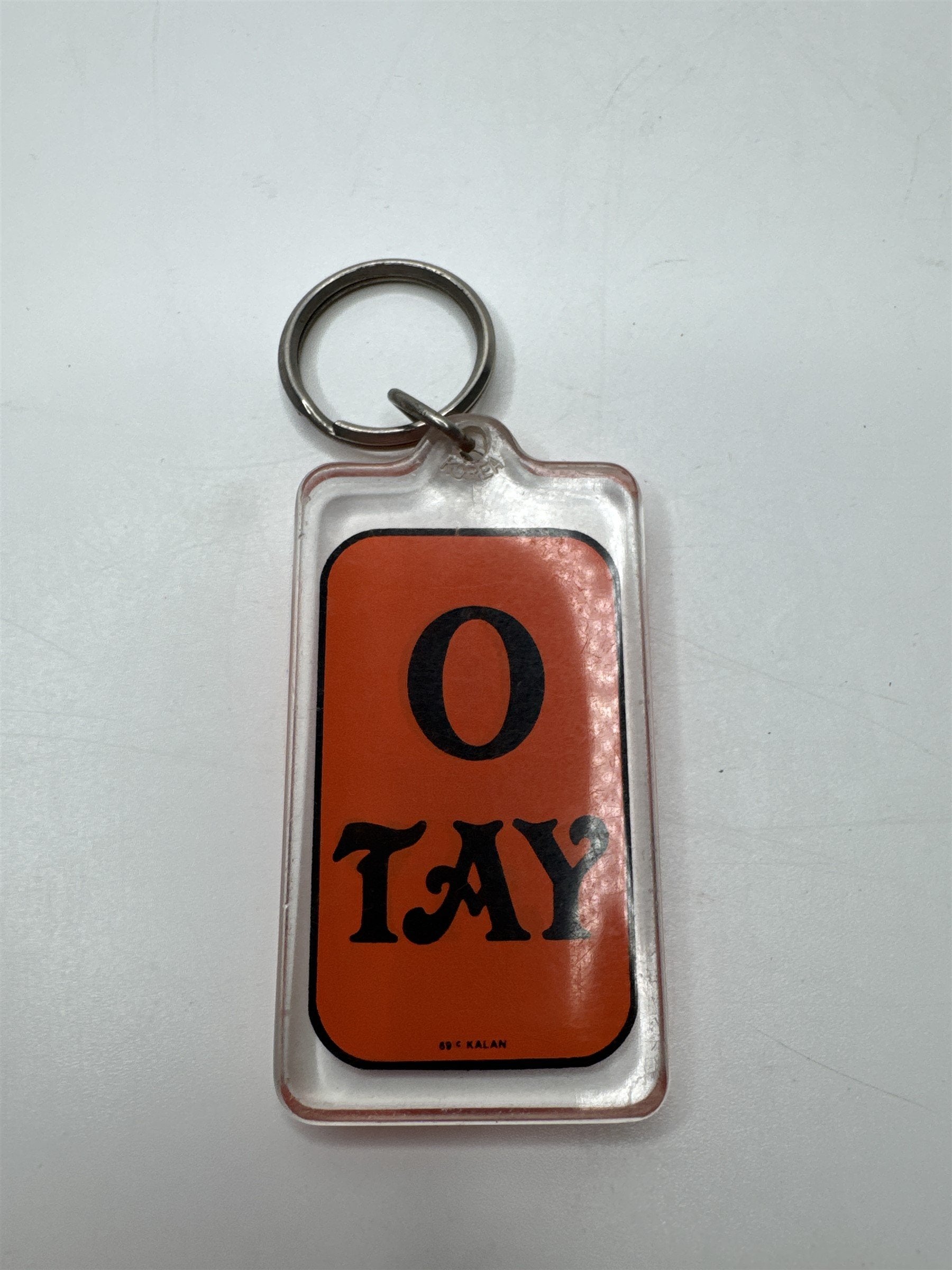 Vintage Orange and Black O TAY/Otay Keychain/Fob