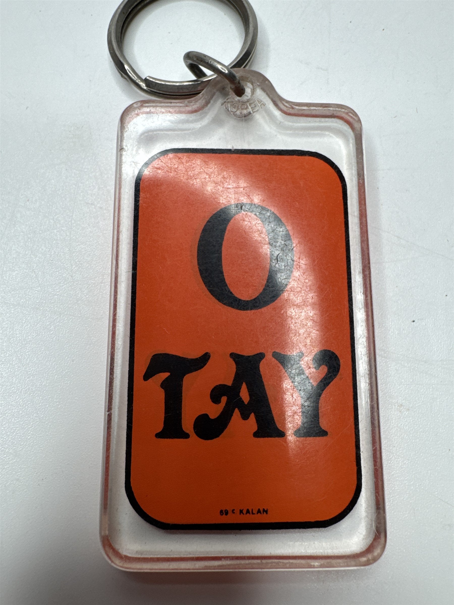 Vintage Orange and Black O TAY/Otay Keychain/Fob