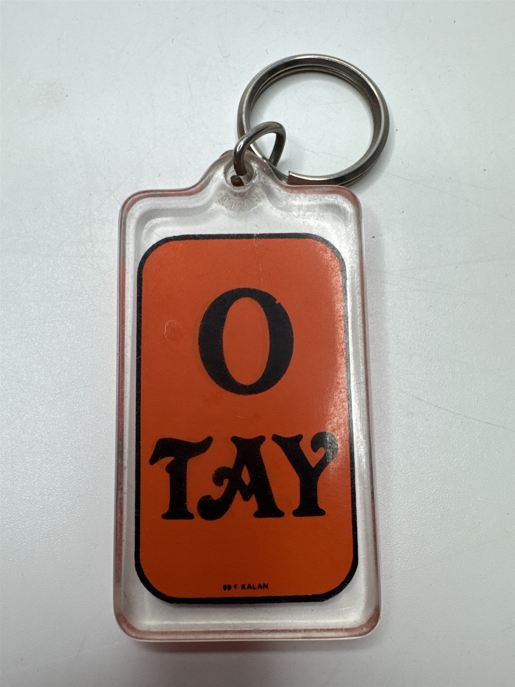 Vintage Orange and Black O TAY/Otay Keychain/Fob