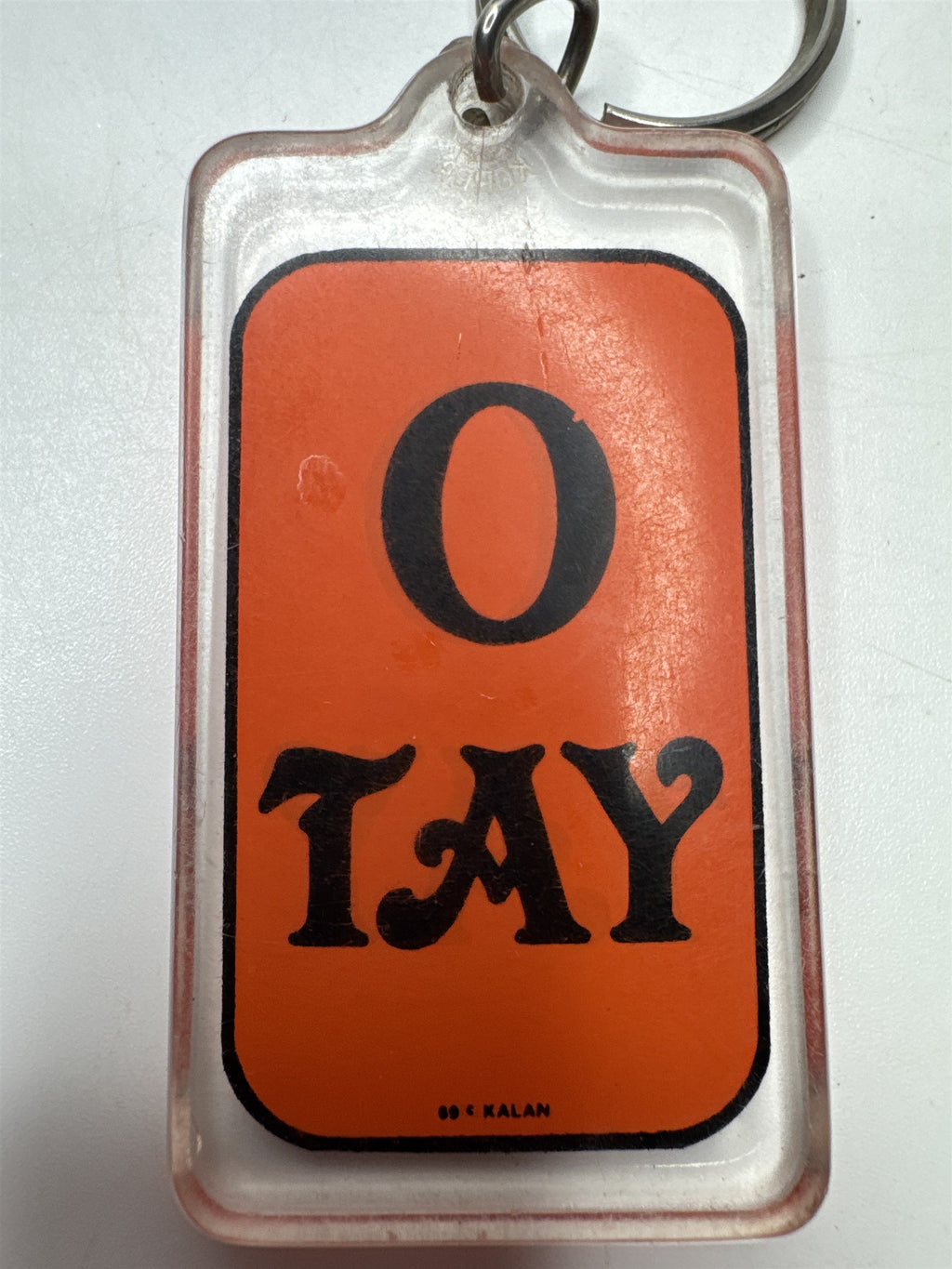 Vintage Orange and Black O TAY/Otay Keychain/Fob