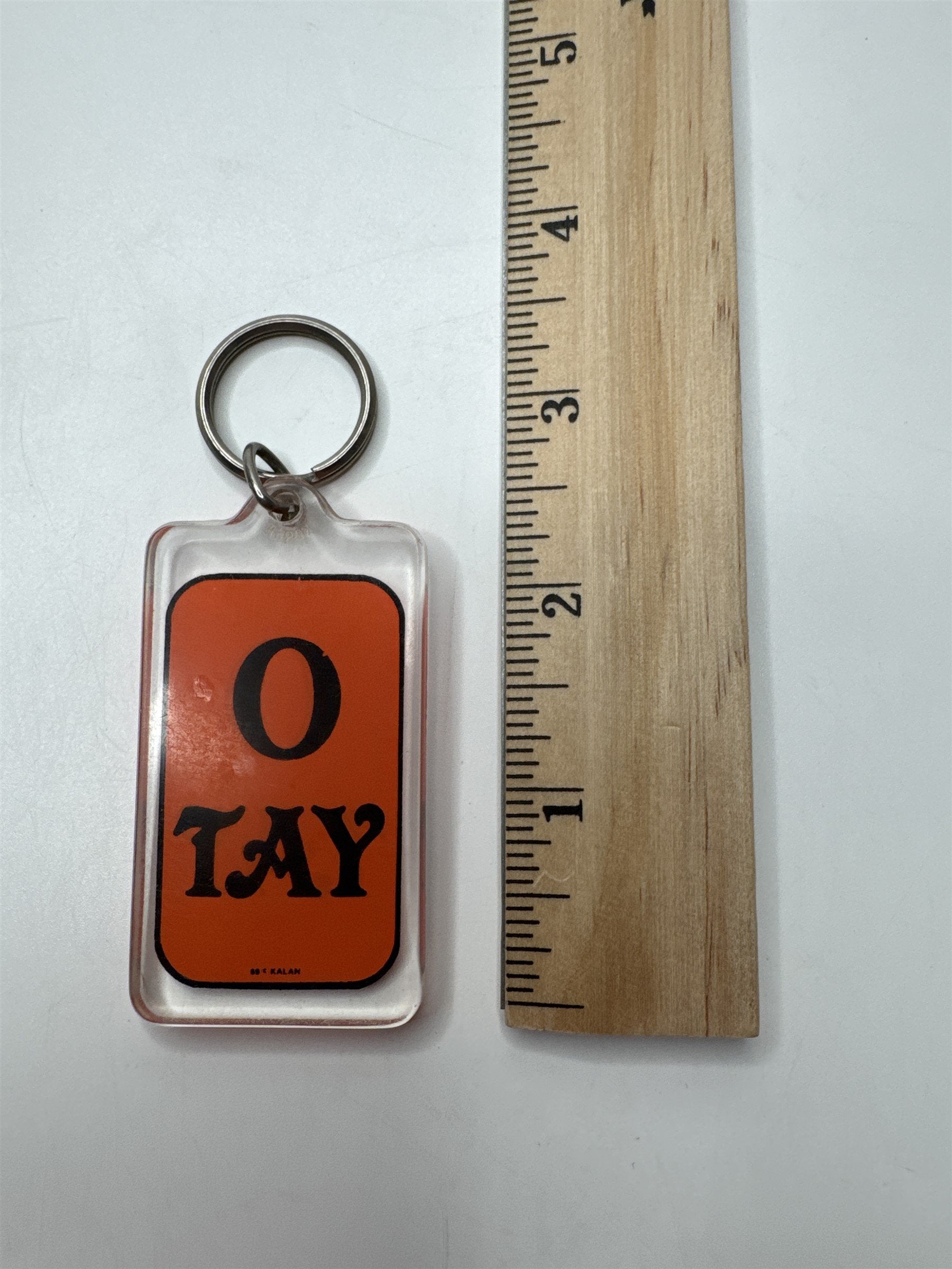 Vintage Orange and Black O TAY/Otay Keychain/Fob