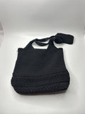 Vintage Frankie & Johnnie Crochet Knit Purse Bag Black /w Pepper Spray Holder