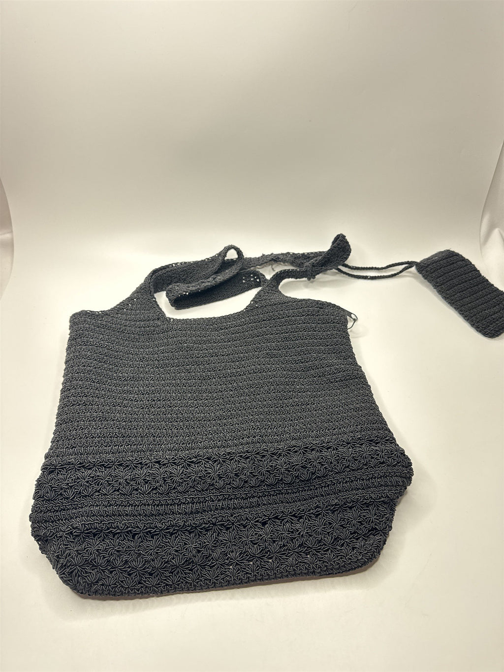 Vintage Frankie & Johnnie Crochet Knit Purse Bag Black /w Pepper Spray Holder