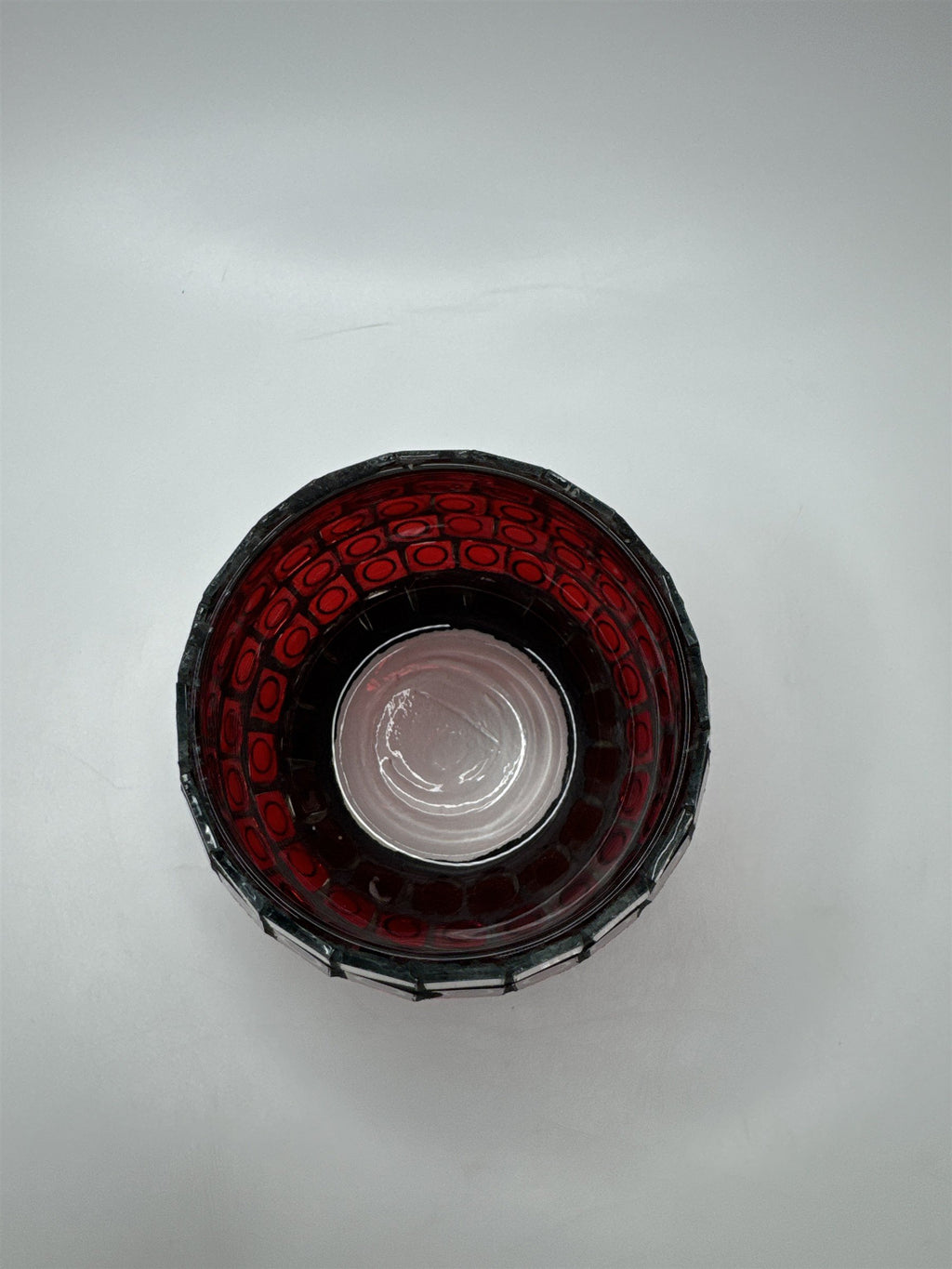 Glass Mosaic Red and Mirror Circles Candle Holder Home Decor 3.5" x 3.25"