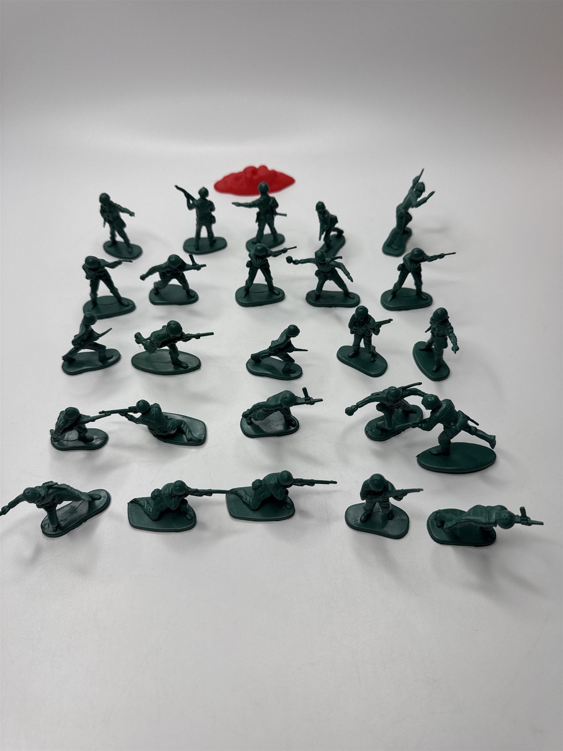 Lot of 25 Vintage Green Plastic Kids Toy Army Men with Various Poses