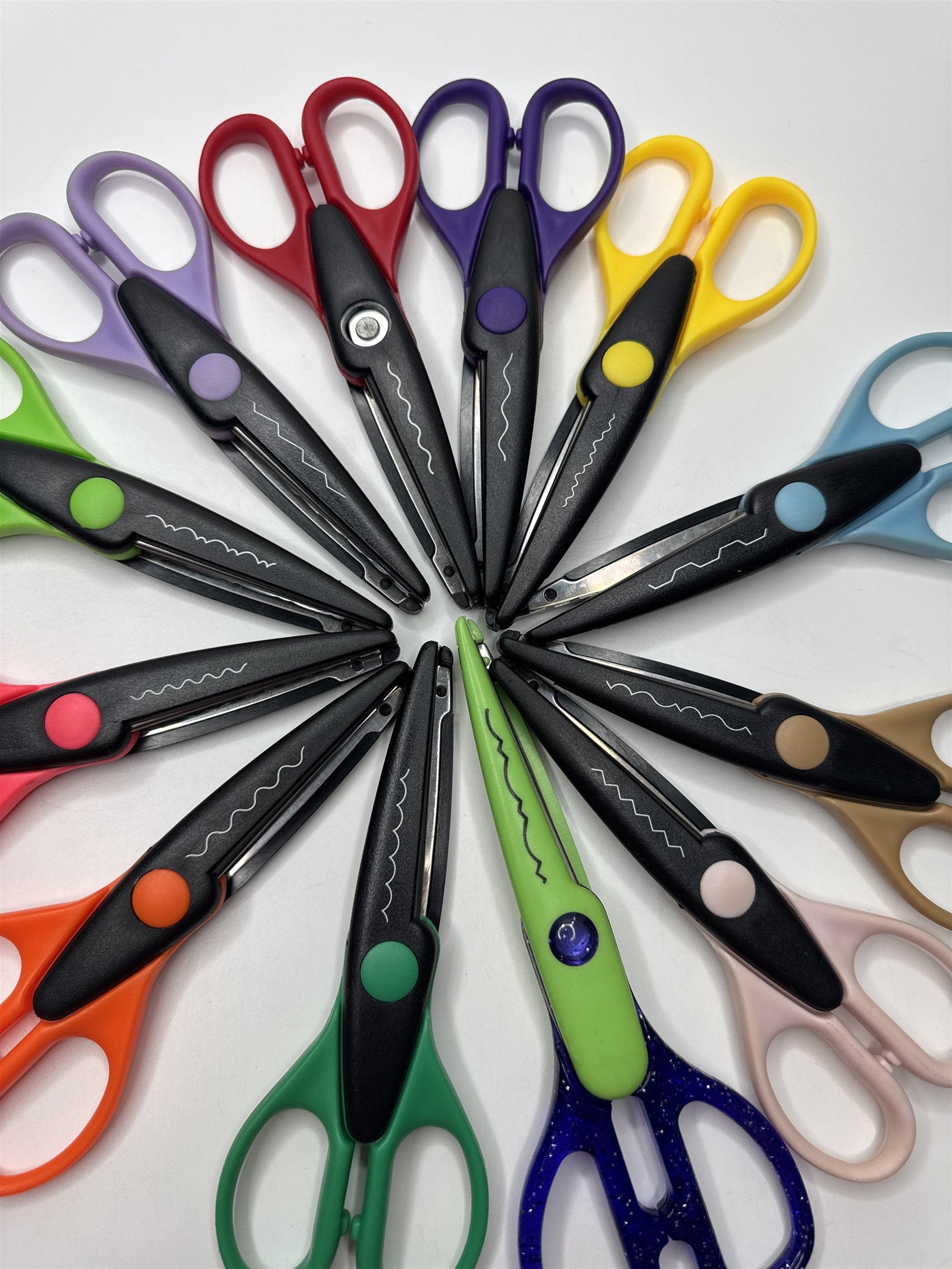 Lot of 12 Colorful Craft Edgers Craft Scissors with Metal Holder