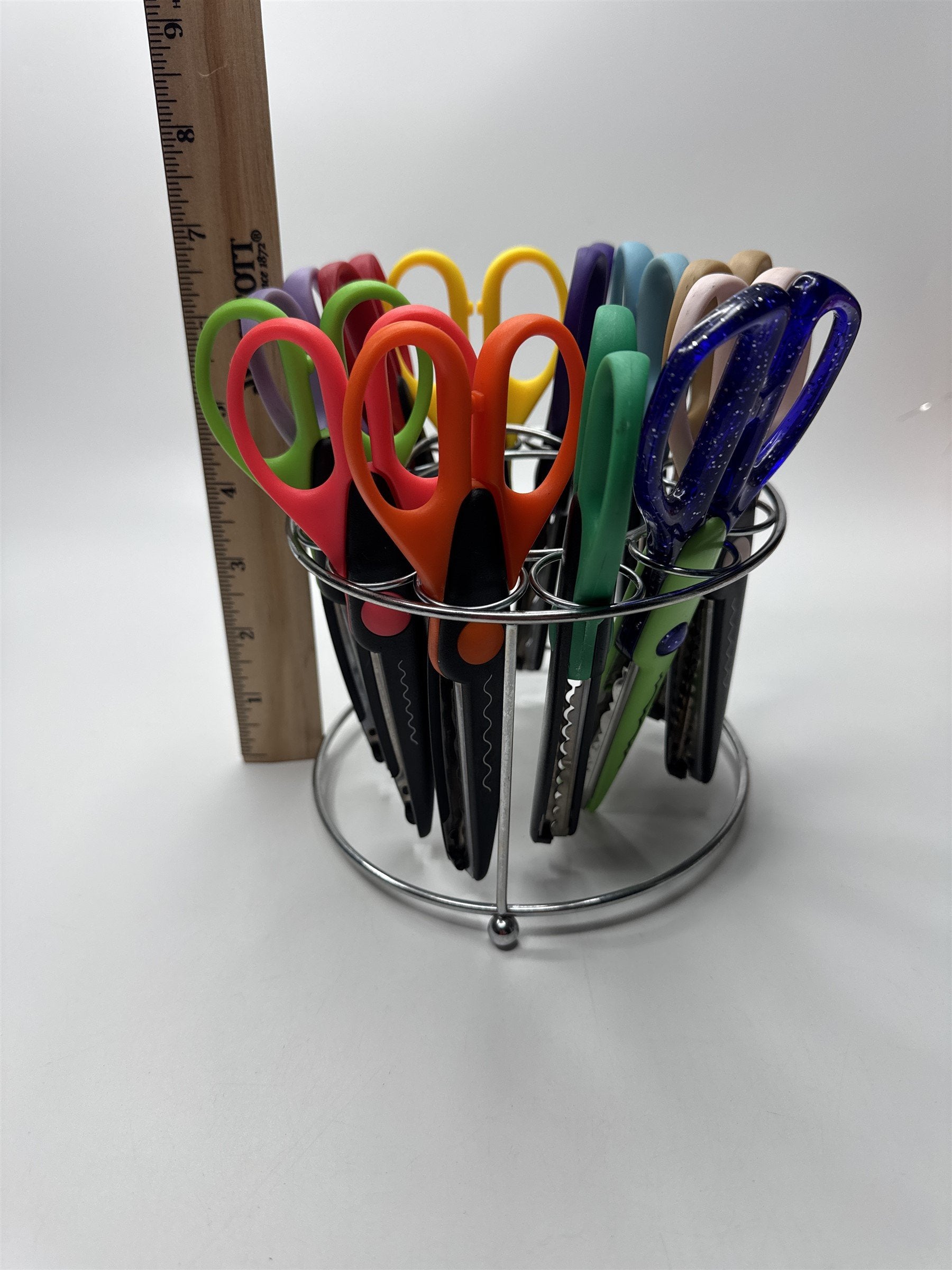 Lot of 12 Colorful Craft Edgers Craft Scissors with Metal Holder