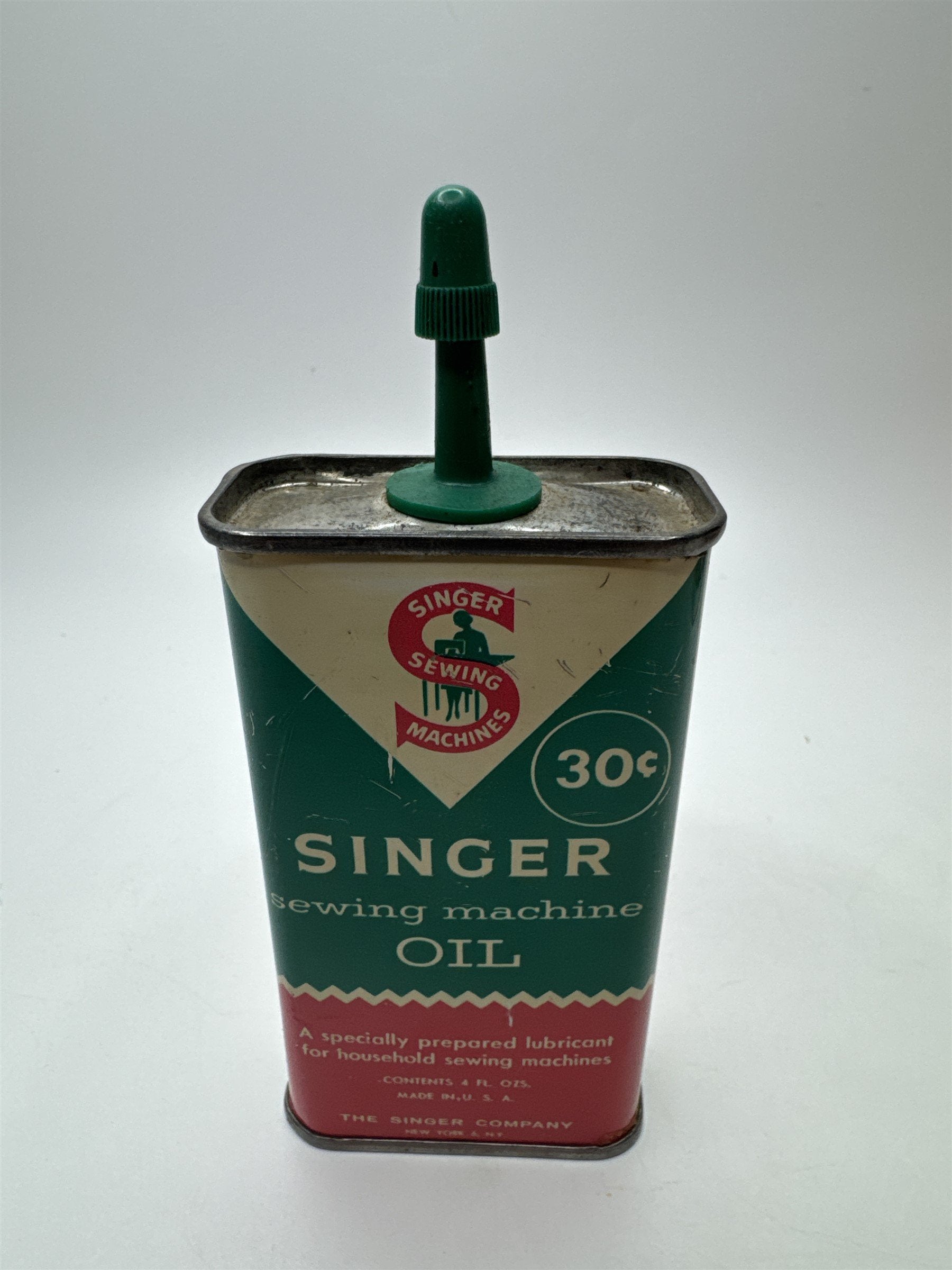 Vintage Singer Sewing Machine Oil 4 oz Tin Can with Small amount of Contents