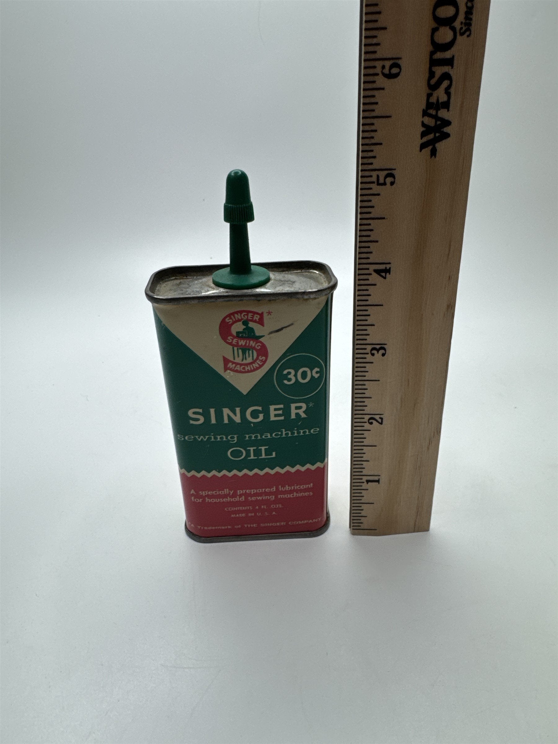 Vintage Singer Sewing Machine Oil 4 oz Tin Can with Small amount of Contents