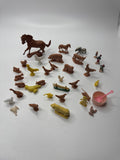 Lot of 36 Vintage Plastic Toy Farm Animals Pigs Chickens Ducks