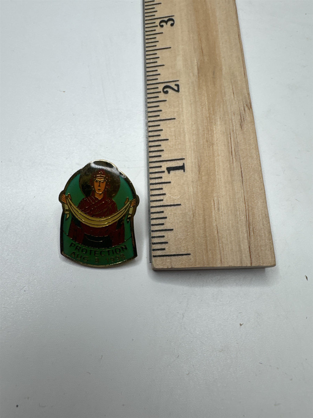 Vintage Protection Aug 8 1998 Pin of Lady with White Cloth