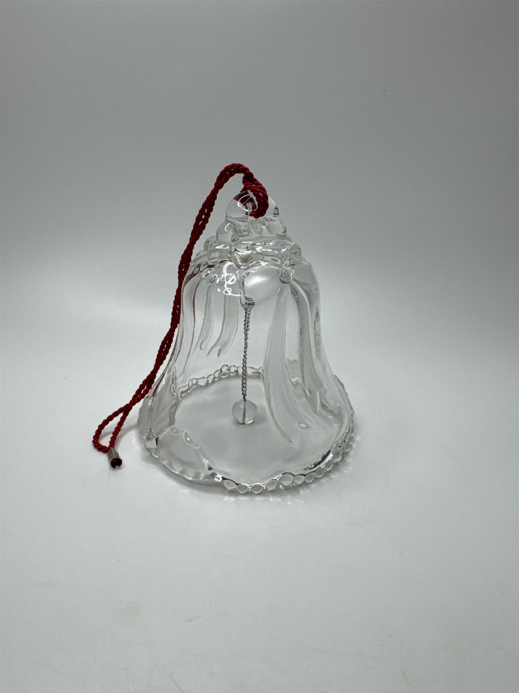 Vintage Mikasa Crystal Christmas Bell Ornament PF26 Working Bell Holiday Bows