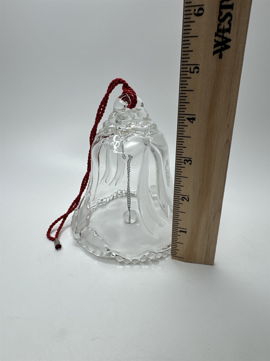 Vintage Mikasa Crystal Christmas Bell Ornament PF26 Working Bell Holiday Bows