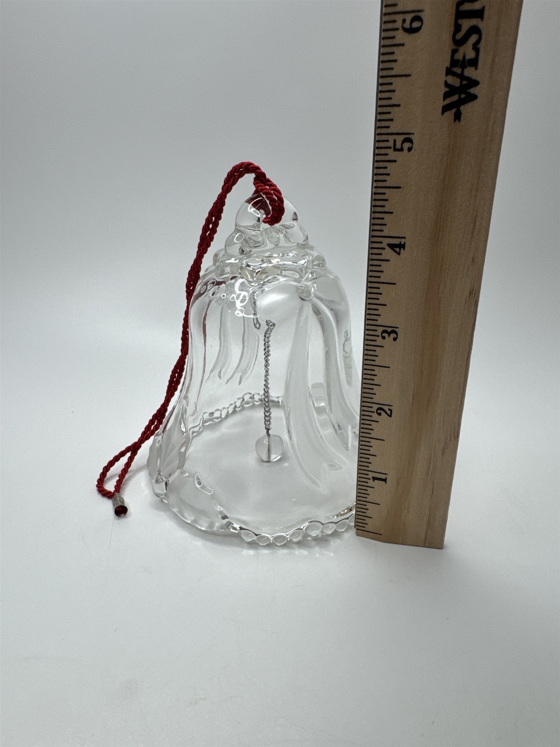 Vintage Mikasa Crystal Christmas Bell Ornament PF26 Working Bell Holiday Bows