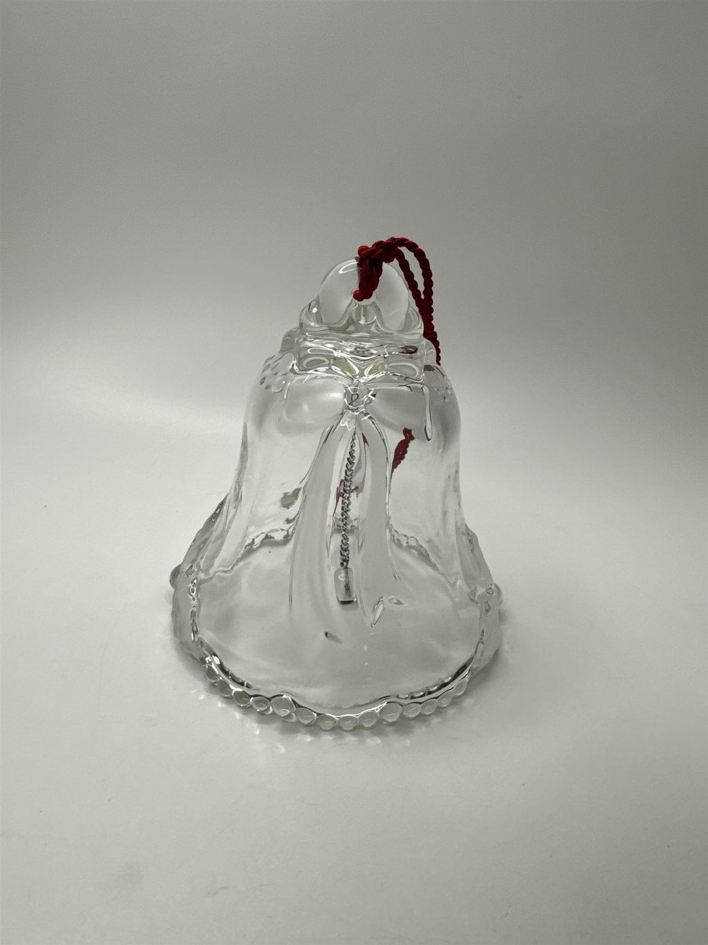 Vintage Mikasa Crystal Christmas Bell Ornament PF26 Working Bell Holiday Bows