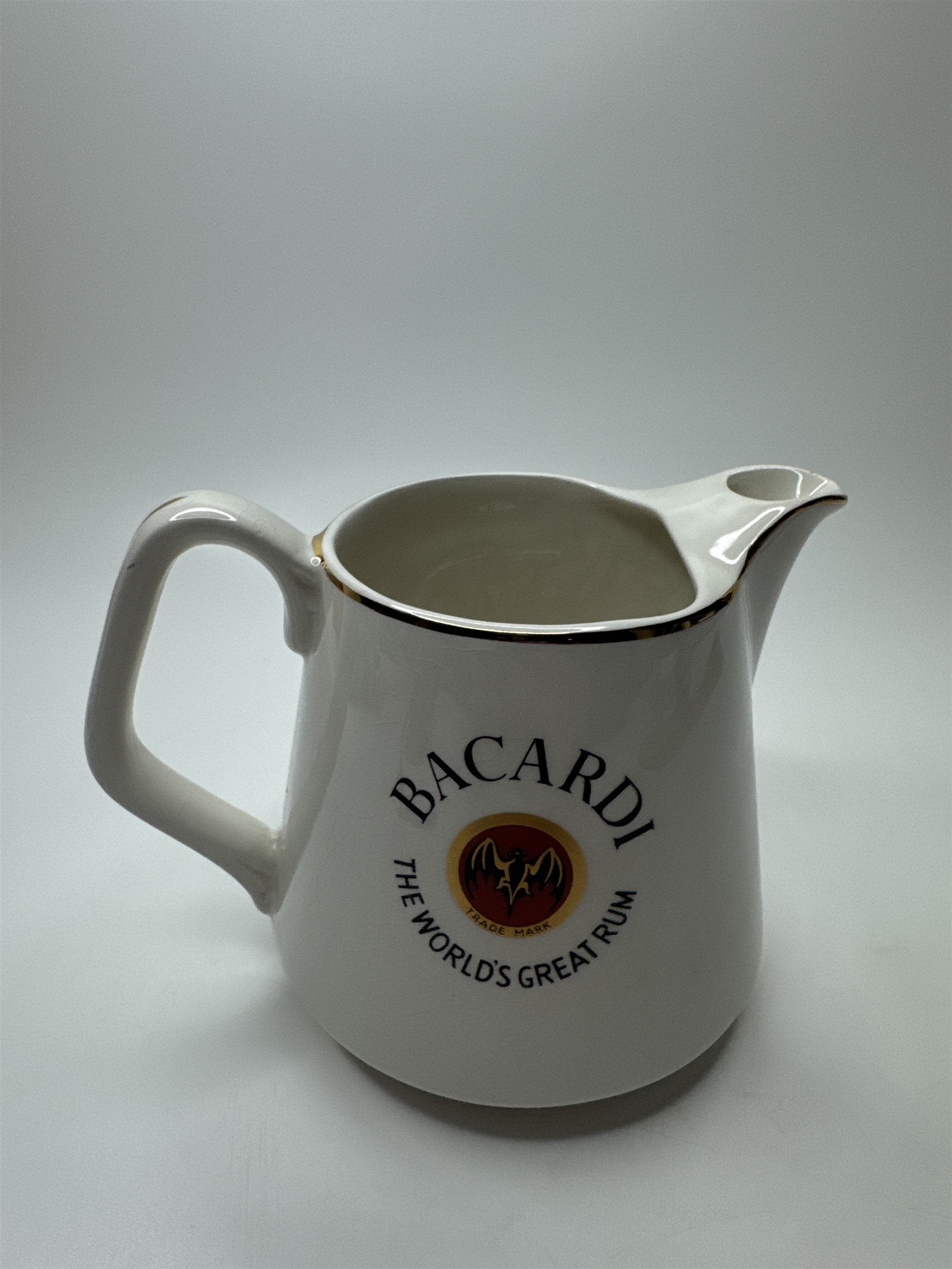Vintage Bacardi The World's Great Rum Ceramic Crazed Pitcher/Jug/Decanter