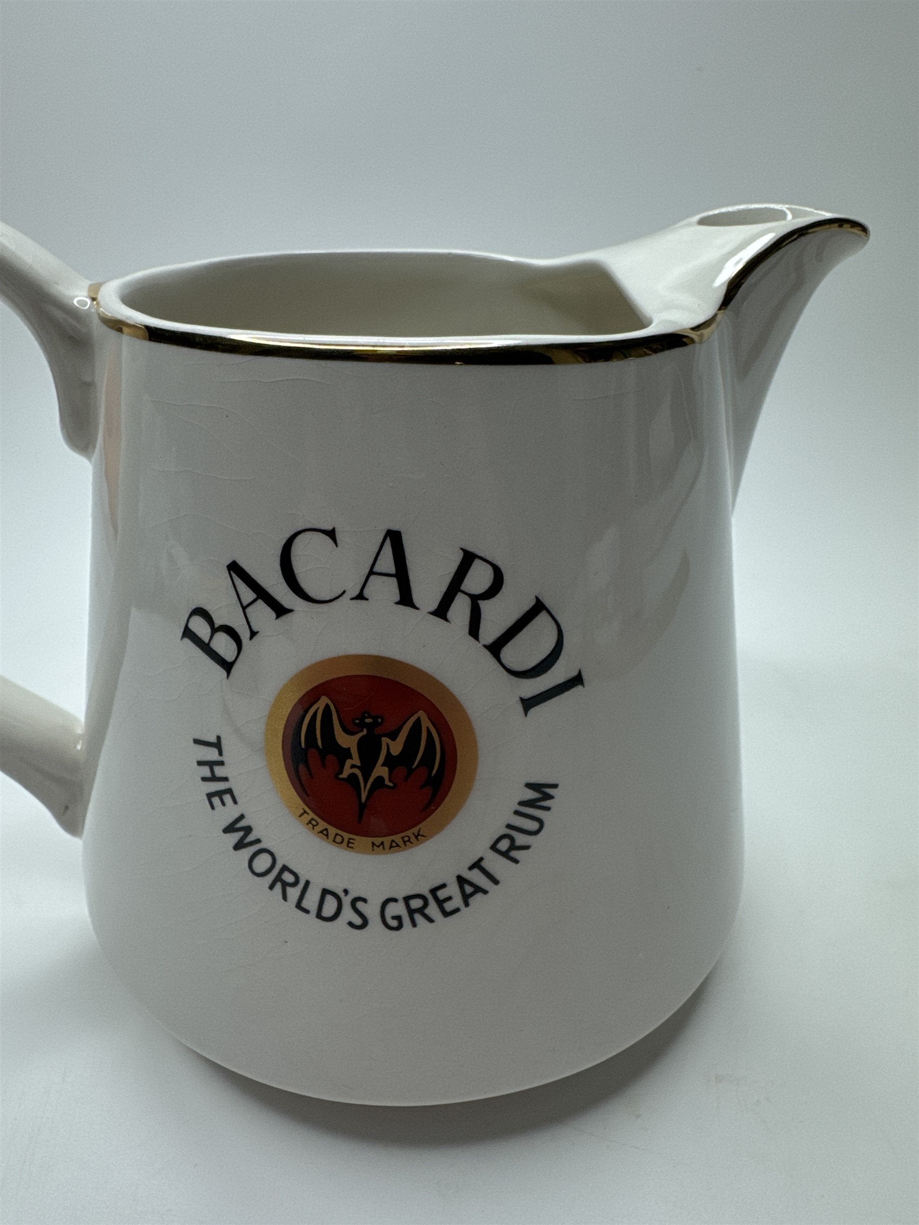 Vintage Bacardi The World's Great Rum Ceramic Crazed Pitcher/Jug/Decanter