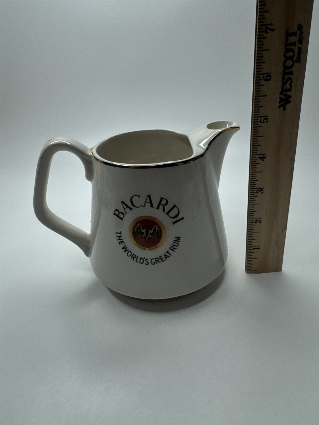 Vintage Bacardi The World's Great Rum Ceramic Crazed Pitcher/Jug/Decanter