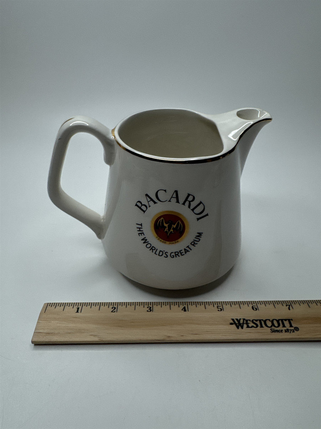 Vintage Bacardi The World's Great Rum Ceramic Crazed Pitcher/Jug/Decanter