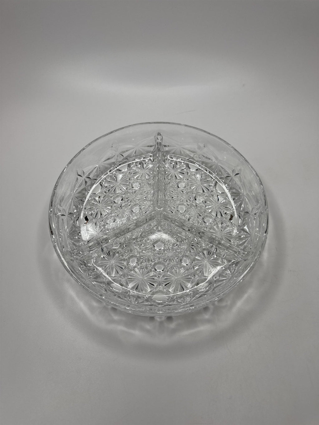 Vintage Clear Glass Divided Dish Daisy and Button Pattern Depression Glass Dish