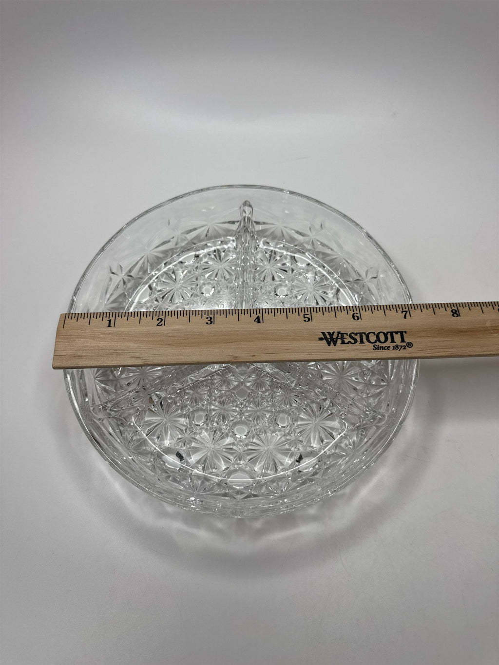 Vintage Clear Glass Divided Dish Daisy and Button Pattern Depression Glass Dish