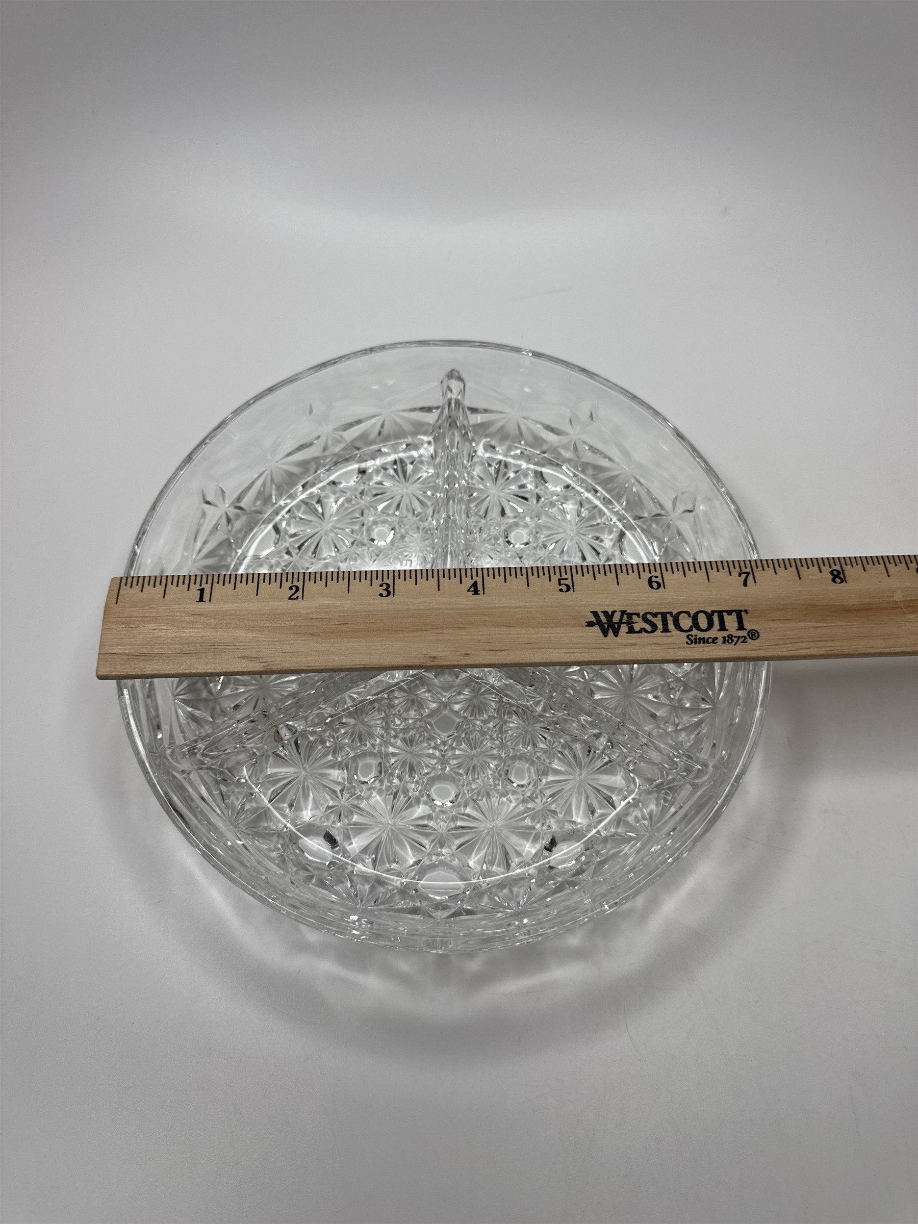Vintage Clear Glass Divided Dish Daisy and Button Pattern Depression Glass Dish