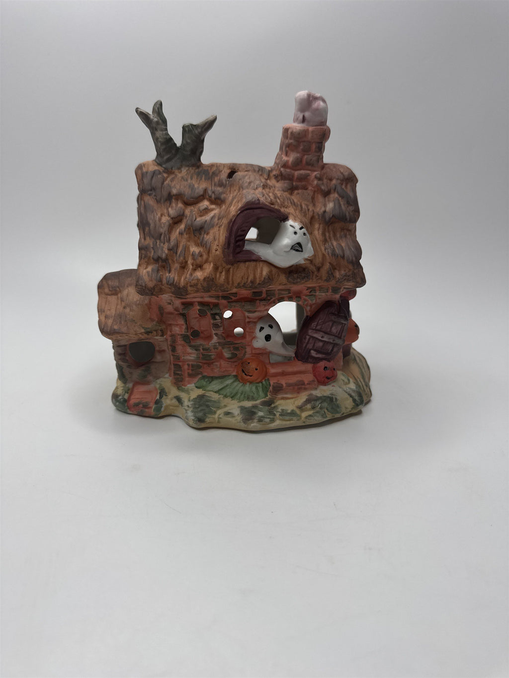 Vintage Porcelain Haunted House Spooky Jack-O-Lantern Witch's Village House
