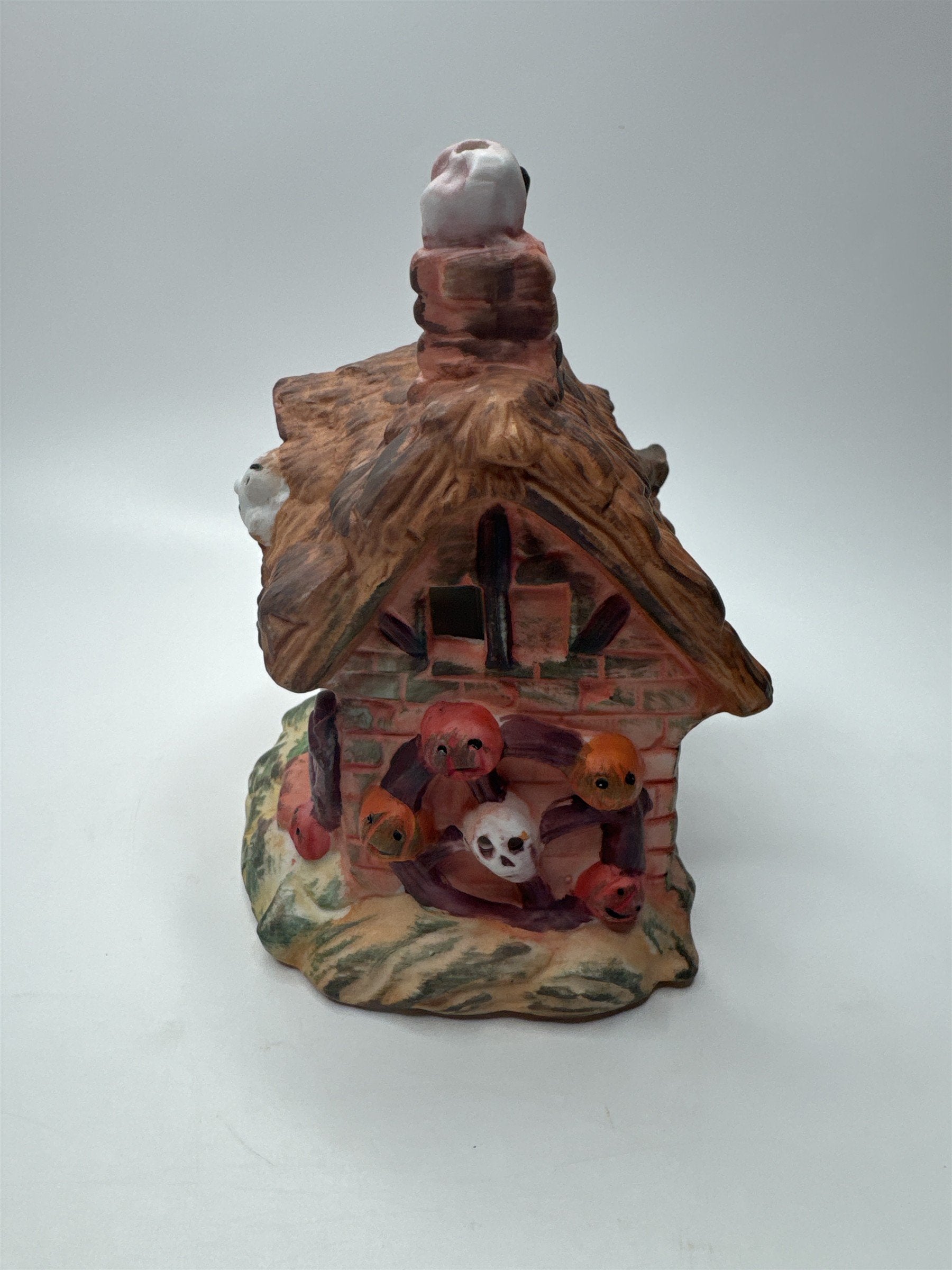 Vintage Porcelain Haunted House Spooky Jack-O-Lantern Witch's Village House