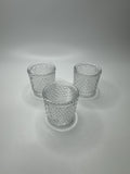 Set of 3 Vintage Clear Hobnail Bubble Votive Candle Toothpick Holders Knob Tea