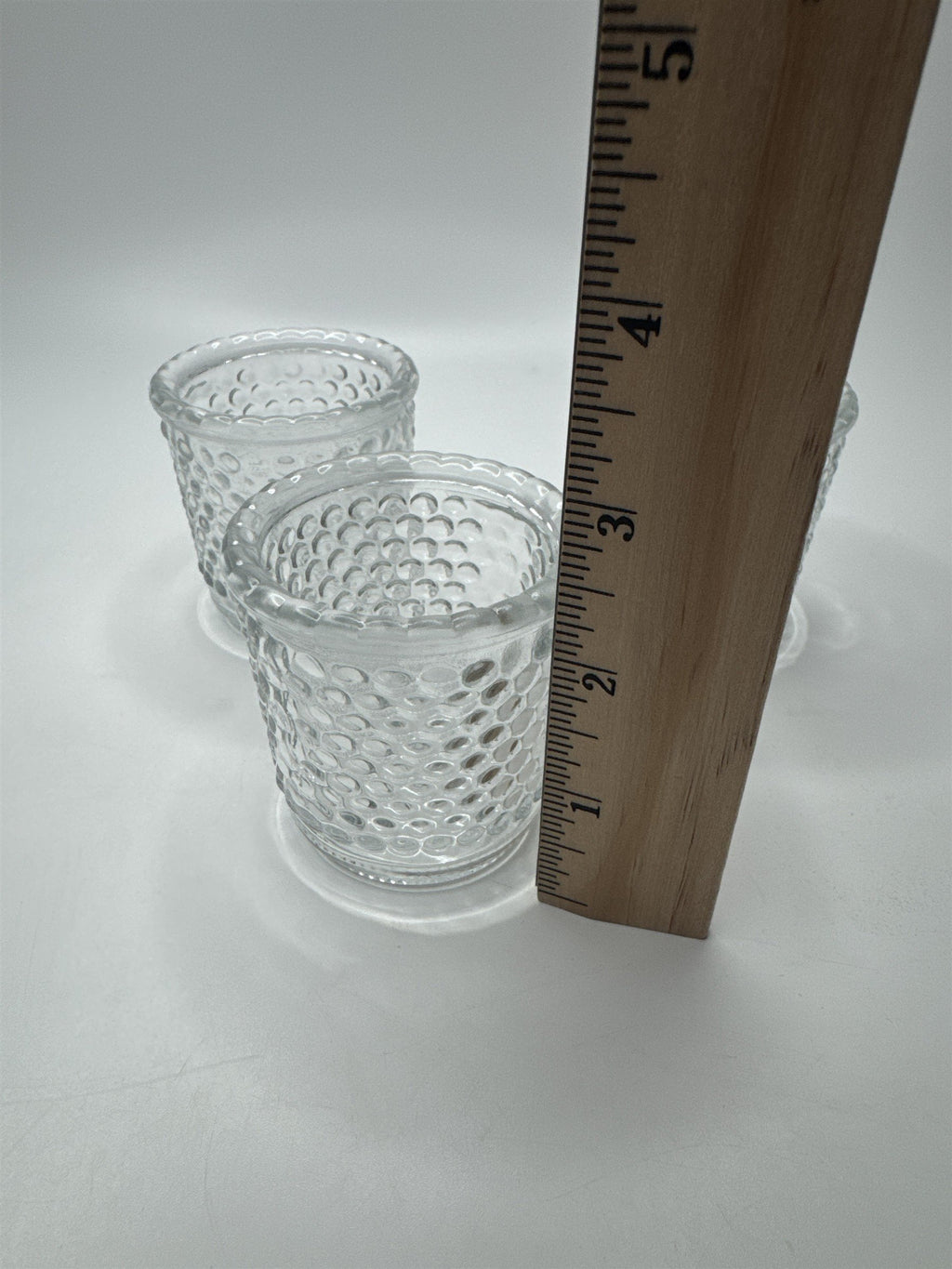 Set of 3 Vintage Clear Hobnail Bubble Votive Candle Toothpick Holders Knob Tea