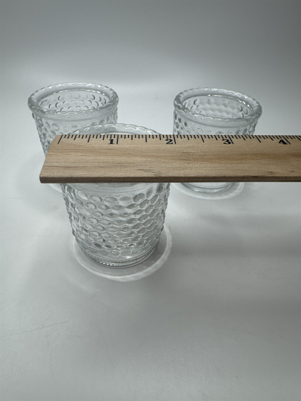 Set of 3 Vintage Clear Hobnail Bubble Votive Candle Toothpick Holders Knob Tea