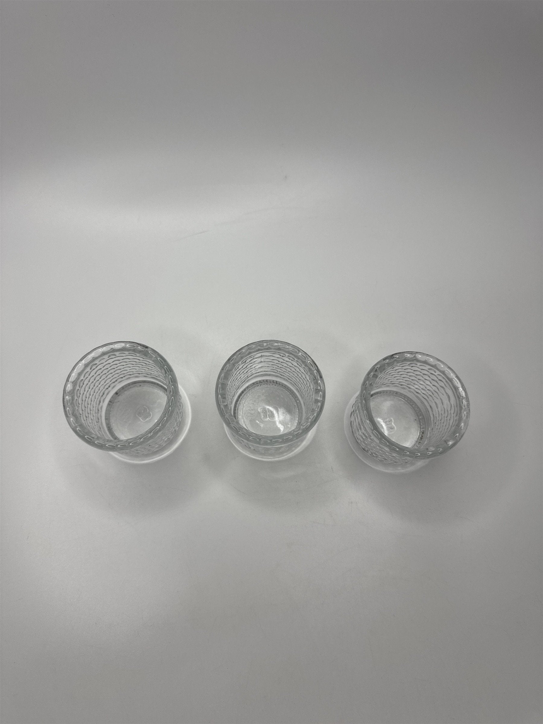 Set of 3 Vintage Clear Hobnail Bubble Votive Candle Toothpick Holders Knob Tea