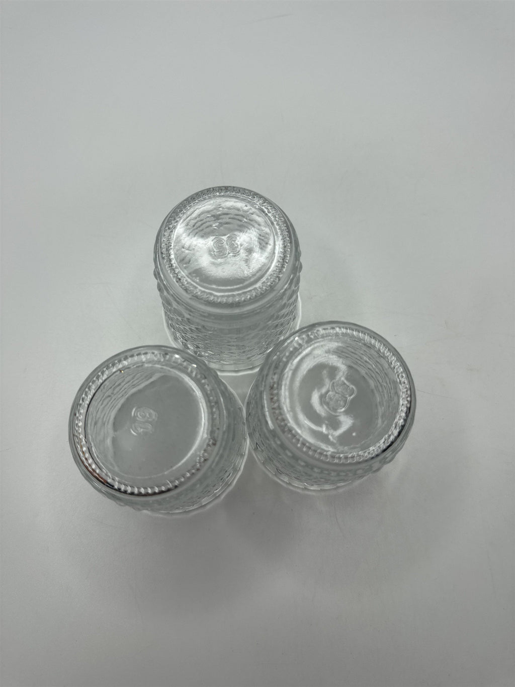 Set of 3 Vintage Clear Hobnail Bubble Votive Candle Toothpick Holders Knob Tea