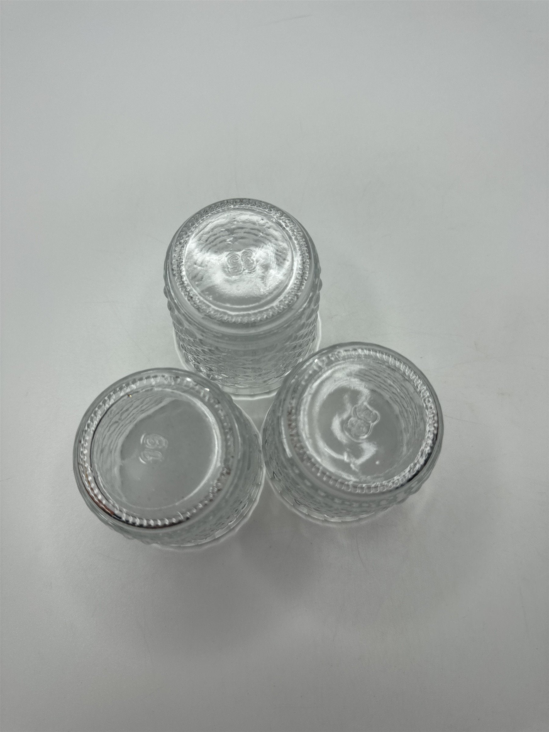 Set of 3 Vintage Clear Hobnail Bubble Votive Candle Toothpick Holders Knob Tea