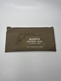 Vintage Miners National Bank Wilkes-Barre Zipper Money Bag Banking Deposit Bag