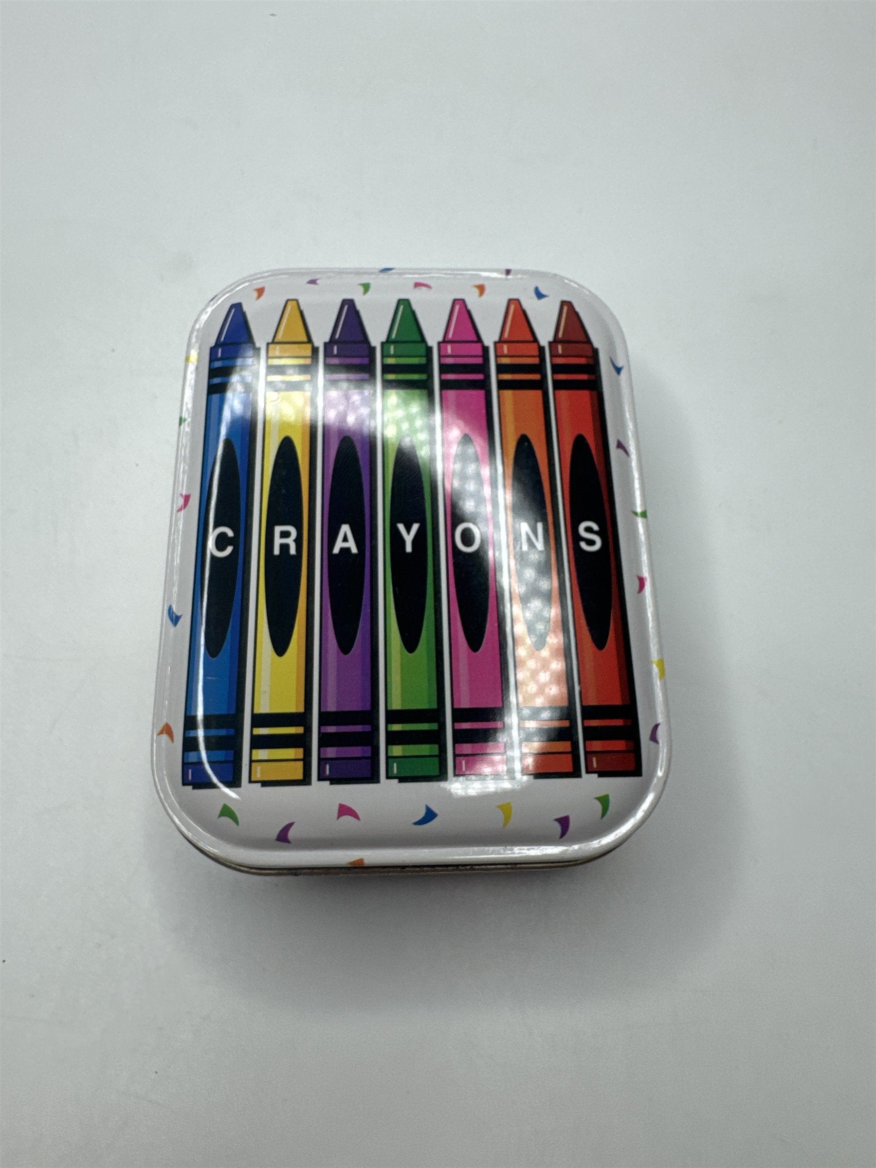 Vintage The Tin Box Company Party Crayons Multi-Colored Tin Crayon Toy Case