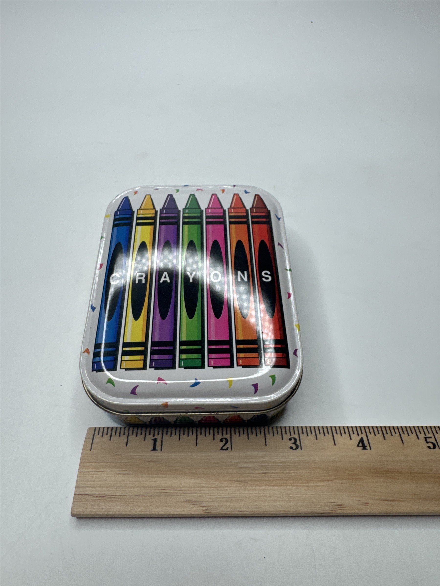 Vintage The Tin Box Company Party Crayons Multi-Colored Tin Crayon Toy Case